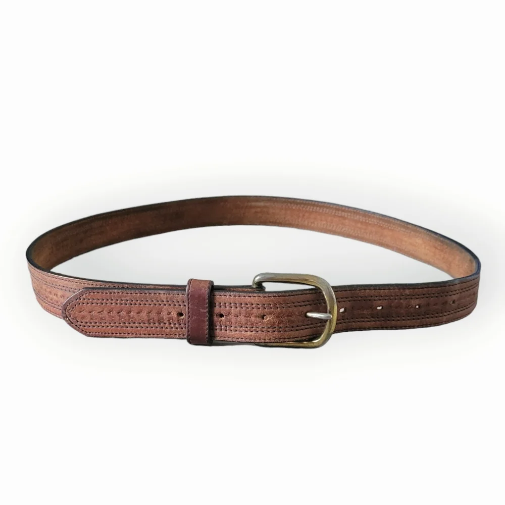 Leegin 29707 Men's Oil Tan Embossed w/Stitch‎ Brown Belt Size 38